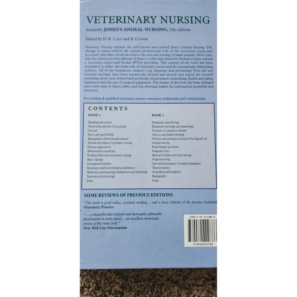 Veterinary Nursing (Formerly Jones Animal Nursing) 5th Edition Hardcover